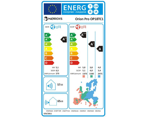 Настінна спліт-система (кондиціонер) NORDIS Orion Pro NDI-OP18TC1/NDO-OP18TC1