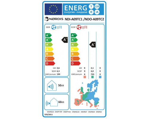 Настінна спліт-система (кондиціонер) NORDIS Sirius NDI-S09TC1/NDO-S09TC2