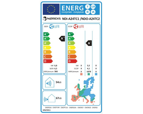 Настінна спліт-система (кондиціонер) NORDIS Sirius NDI-S24TC1/NDO-S24TC2
