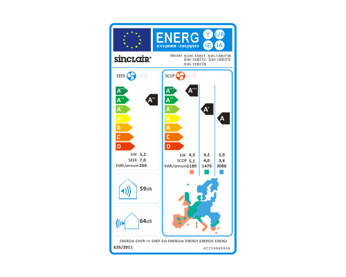 Настінна спліт-система (кондиціонер) Sinclair TERREL SIH/SOH-18BITS (Silver)