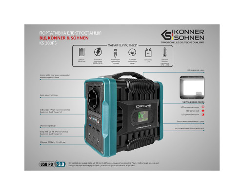 Електростанція портативна Konner&Sohnen KS 200PS