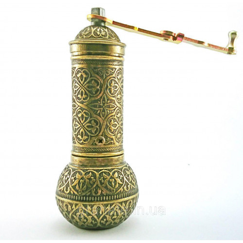 Турецкая ручная кофемолка 19 см. Золотой цвет Турецкая ручная кофемолка 19 см. Золотой цвет