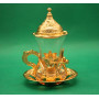 Турецкий стакан Армуды с лукумницей для чая и кофе. Золото