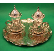 Турецький набір для подачі кави Армуди з лукумницями Себрадо на підносі