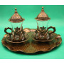 Турецкий набор #50 для подачи кофе Армуды с лукумницами Бронза на подносе
