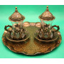 Турецкий набор #50 для подачи кофе Армуды с лукумницами Бронза на подносе