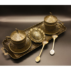 Турецький набір для кави чашки 110 мл демітас з лукумницею і ложками