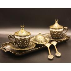 Турецький набір #44 для подавання кави чашки 110 мл демітас із лукумнічною й ложечками