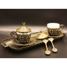 Турецький набір #38 для подавання кави чашки 110 мл демітас на таці Турецький набір #38 для подавання кави чашки 110 мл демітас на таці