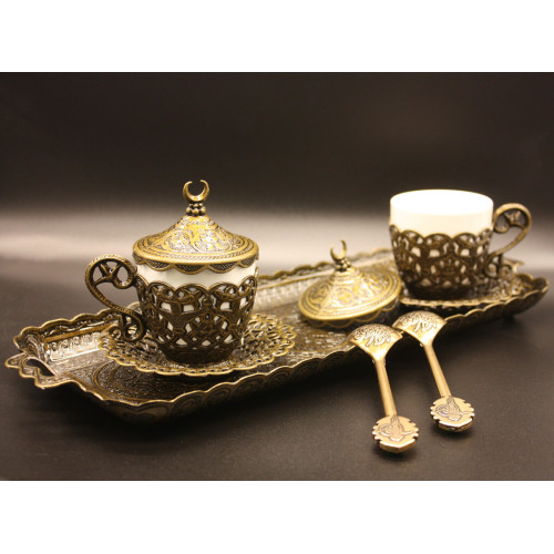 Турецкий набор #38 для подачи кофе чашки 110 мл демитас на подносе Турецкий набор #38 для подачи кофе чашки 110 мл демитас на подносе