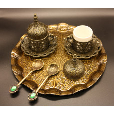 Турецький набір #36 для подавання кави чашки 50 мл на круглій таці Турецький набір #36 для подавання кави чашки 50 мл на круглій таці