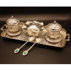Турецький набір #33 для подачі кави 50 мл демітас на підносі Срібло Турецький набір #33 для подачі кави 50 мл демітас на підносі Срібло