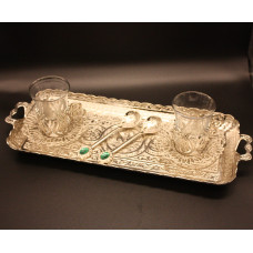 Турецький набір #25 для подачі кави Армуди на підносі Срібло Турецький набір #25 для подачі кави Армуди на підносі Срібло