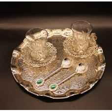 Турецький набір #22 для подачі кави Армуди на підносі Срібло Турецький набір #22 для подачі кави Армуди на підносі Срібло