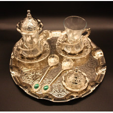 Турецький набір #21 для подачі кави Армуди на підносі Срібло