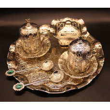 Турецький набір #12 для подачі кави 50 мл Демітас на підносі Срібло Турецький набір #12 для подачі кави 50 мл Демітас на підносі Срібло