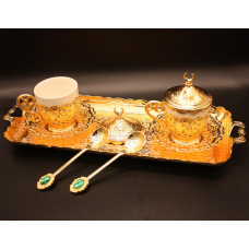 Турецький набір #8 для подачі кави 110 мл Демітас на підносі Золото