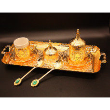 Турецький набір #7 для подачі кави 50 мл Демітас на підносі Золото Турецький набір #7 для подачі кави 50 мл Демітас на підносі Золото
