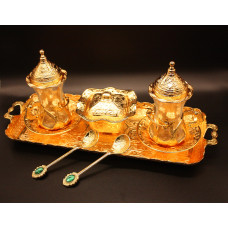 Турецький набір #5 для подачі кави і чаю Армуди на підносі Золото Турецький набір #5 для подачі кави і чаю Армуди на підносі Золото