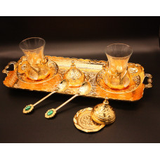 Турецький набір #4 для подачі кави і чаю Армуди на підносі Золото Турецький набір #4 для подачі кави і чаю Армуди на підносі Золото