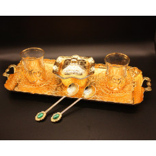 Турецький набір #2 для подачі кави і чаю Армуди на підносі Золото Турецький набір #2 для подачі кави і чаю Армуди на підносі Золото