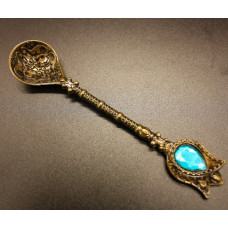Турецька ложка для кави 14 см 1 шт. Бронза Блакитний камінь Турецька ложка для кави 14 см 1 шт. Бронза Блакитний камінь