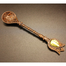 Турецька ложка для кави 14 см 1 шт. мідь Жовтий камінь