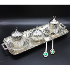 Турецький набір #78 для подачі кави 50 мл Демітас на розносі Срібло