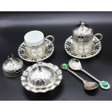 Турецький набір #88 для подачі кави 50 мл Демітас Світле Срібло