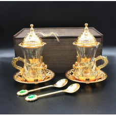 Набір турецьких склянок Армуди в подарунковій коробці для чаю та кави (Золото)
