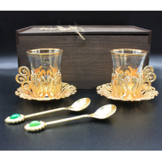 Подарунковий набір турецьких склянок Армуди в коробці для чаю та кави (Золото)