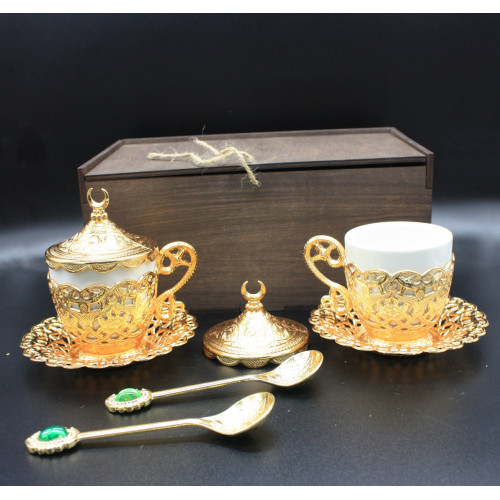 Подарочный набор турецких чашек для кофе 110 Демитас в коробке (Золото) Подарочный набор турецких чашек для кофе 110 Демитас в коробке (Золото)