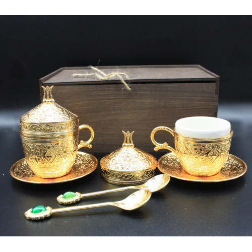 Подарочный набор турецких чашек для кофе 110 Демитас в коробке (цвет Золото) Подарочный набор турецких чашек для кофе 110 Демитас в коробке (цвет Золото)