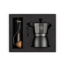 Набір Гейзерна кавоварка E&B LAB Classic Moka Pot 3T + Ручна Кавомолка 1Zpresso JX