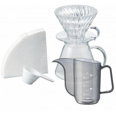 Набір Hario Glass V60 Заварник 600 мл/Пуровер 02 (скло) + Чайник HARIO V60 Drip Kettle air Набір Hario Glass V60 Заварник 600 мл/Пуровер 02 (скло) + Чайник HARIO V60 Drip Kettle air