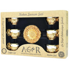 Набір турецьких чашок для кави та чаю 6 шт Золото білий Набір турецьких чашок для кави та чаю 6 шт Золото білий