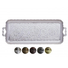 Турецький кавовий піднос у східному стилі металевий. Світле срібло