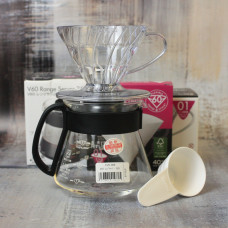 Набір Пуровер HARIO V60 01 + Сервер 360 мл + мірна ложка + фільтри V60