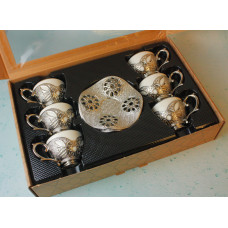 Набір турецьких чашок 90 мл. Acar для кави та чаю 6 шт Срібло Набір турецьких чашок 90 мл. Acar для кави та чаю 6 шт Срібло