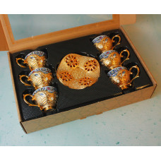 Набір турецьких чашок 90 мл. Acar для кави та чаю 6 шт Золото Орнамент Набір турецьких чашок 90 мл. Acar для кави та чаю 6 шт Золото Орнамент