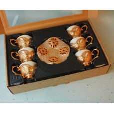 Набір турецьких чашок 90 мл. Acar для кави та чаю 6 шт Золото Набір турецьких чашок 90 мл. Acar для кави та чаю 6 шт Золото