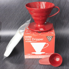 Набір Пуровер HARIO V60 02 400 мл. червоний + 40 фільтрів + мірна ложка