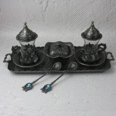 Турецький набір для подачі кави #146 Армуди Acar Темне Срібло