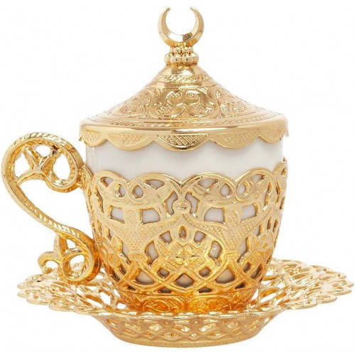 Турецкая чашка Демитас Acar с блюдцем 110 мл. Золото Турецкая чашка Демитас Acar с блюдцем 110 мл. Золото