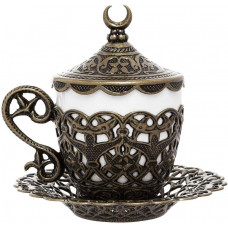 Турецька чашка Акар з блюдцем 110 мл кави по - східному. Бронза