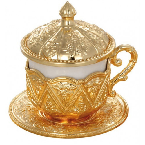 Турецкая чашка Демитас Acar с блюдцем 50 мл. Золотой Турецкая чашка Демитас Acar с блюдцем 50 мл. Золотой