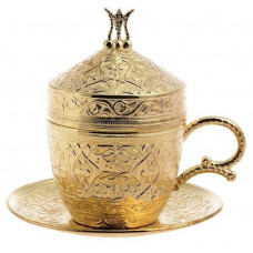 Турецька чашка Демітас Acar із блюдцем 110 мл. тюльпан Золото