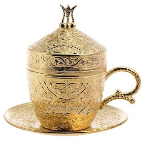 Турецкая чашка Демитас Acar с блюдцем 110 мл. Тюльпан Золото Турецкая чашка Демитас Acar с блюдцем 110 мл. Тюльпан Золото