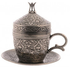Турецька чашка Демітас Акар з блюдцем 110 мл Темне Срібло