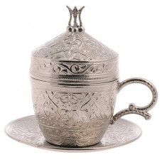 Турецька чашка Акар з блюдцем 110 мл для подавання кави по - східному. Срібло